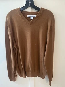Men's V-Neck Cotton Regular Fit Lightweight Classic Long Sleeve Pullover Sweater - Picture 1 of 7