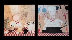 Set of (2) Italian Chef Caricatures Wall Art 10" Kitchen Decor Dan DiPaolo - Picture 1 of 9