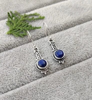 Orecchini Pendenti In Lapis Lazuli Blu In Argento Sterling 925 Gioielli Da Donna - Immagine 1 di 4