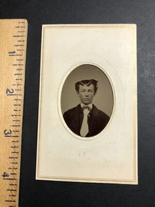 Young Fellow, Unusual Hair, c1870s, Tin Type CDV, Card Frame, #3890 - Picture 1 of 1