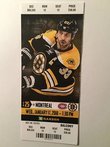 BOSTON BRUINS VS MONTREAL CANADIENS JANUARY 17, 2018 TICKET STUB - Picture 1 of 1