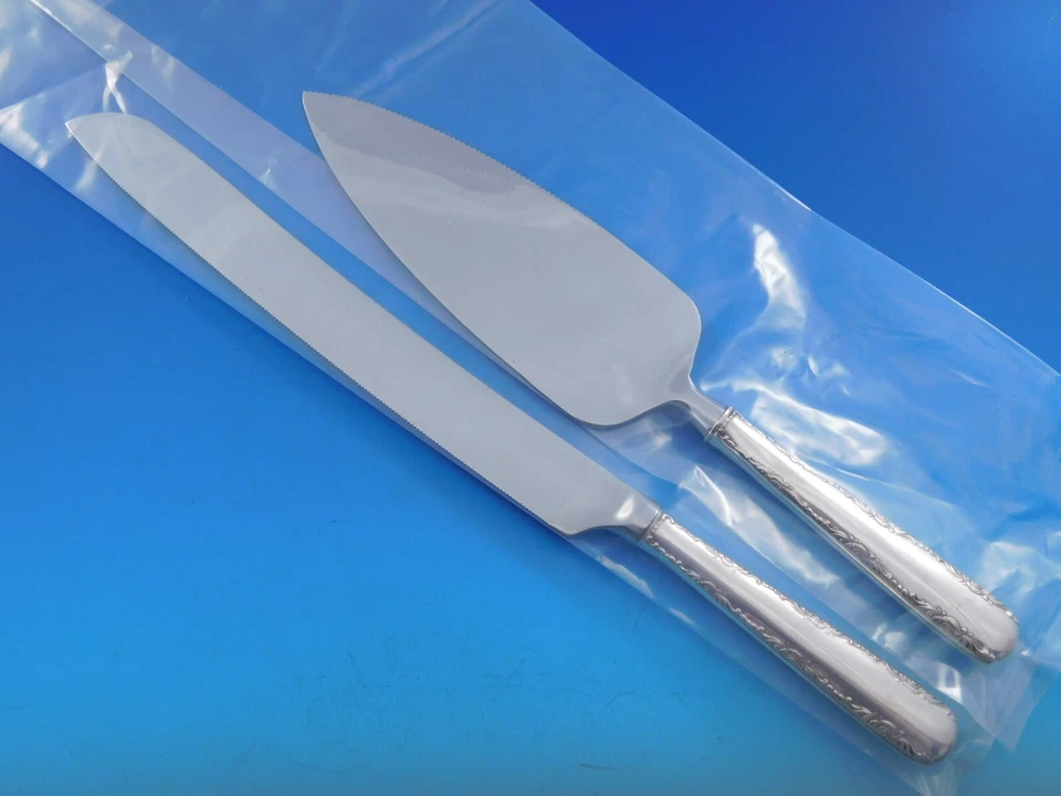 Juego de pastel de boda de plata esterlina Camellia por Gorham servidor 2 piezas hecho a medida HH Foto 1 de 4