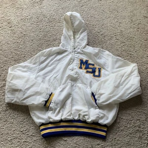 Vintage Memphis State Tigers Hooded Men L White Football Nylon Holloway 1/4 Zip - Bild 1 von 10