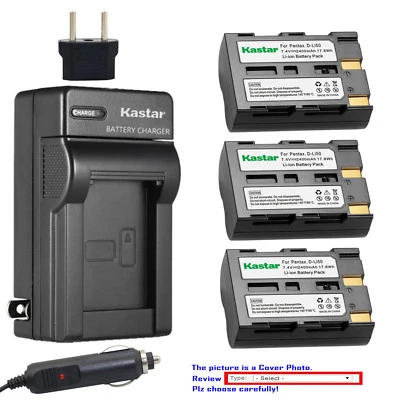 Kastar Battery AC Charger for Pentax D-Li50 & PENTAX K10D K10D K20D GP Camera - Image 1 of 4