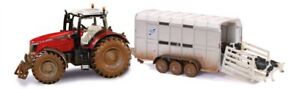 Siku Massey Ferguson Tractor & Ifor Williams Trailer - Diecast Scale 1:32 - 8608