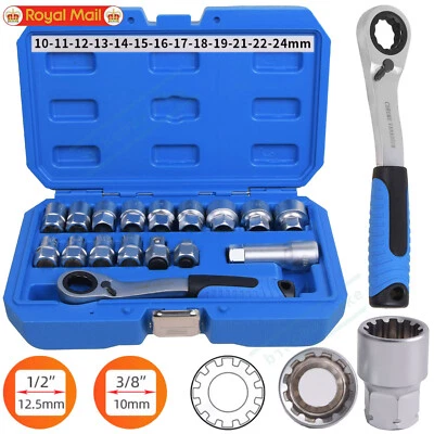 17x Pass-Through Go Thru Multi Drive Metric Ratchet Socket Set 3/8" 1/2" 10-24mm - Image 1 of 4