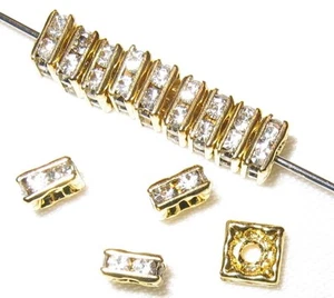 ¡Venta! 20 cuentas cuadradas Swarovski 5x5 mm oro/cristal SQ502 - Imagen 1 de 1