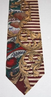 NEW TABASCO Pepper Sauce Striped w/Design Men's Tie  100% SILK made in USA  - Image 1 of 4