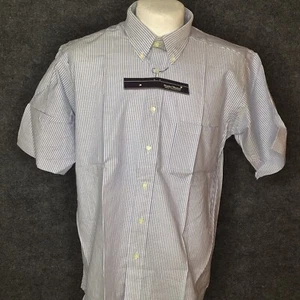 Stanley Blacker Dress Shirt Sz 16 Men's Blue White Striped Long Sleeve Button up - Picture 1 of 10