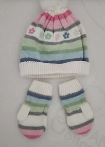 Gymboree Kids Girls Knitted Hat & Mittens Set Fleece Lined 12-24 Mos - Picture 1 of 6