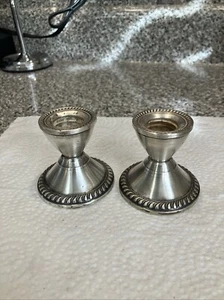Vintage Pair Duchin Creation Sterling Silver Weighted Short Candlestick Holders - Picture 1 of 12