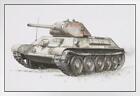 Russian T 34 Armored Tank World War II WWII White Wood Framed Poster 20x14