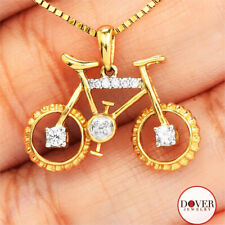 Estate Diamond 14K Gold Bicycle Small Charm Pendant NR