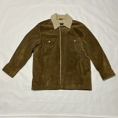 VTG Gap Suede Shirt Jacket Mens XL Shearling Lined Brown Shacket Yellowstone - Image 1 of 4