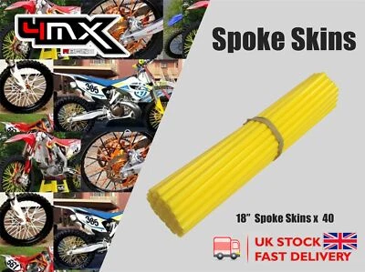 Protectores de radios de rueda amarillo 18" se adapta a Kawasaki KLX125 L B1-B3, B6F 03-06 Foto 1 de 2