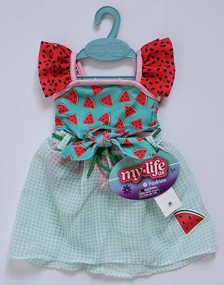 My Life As Watermelon Print Swimsuit & Sheer Skirt Cover-Up Outfit for 18" Dolls - Image 1 of 4