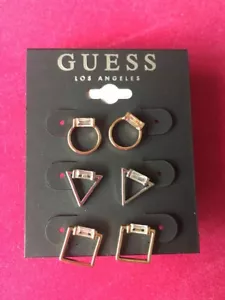 Nuevo con etiquetas Juego de 3 pares de pendientes de plata oro rosa oro metal Guess diferentes formas - Imagen 1 de 4