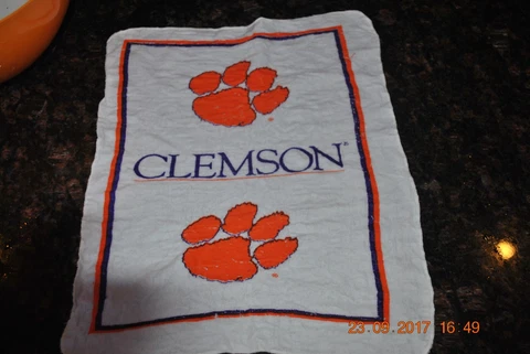 CLEMSON TIGERS  -- 11  x 17  Cotten Towel -- NFL. - Just soak in Hot Water! Cover
