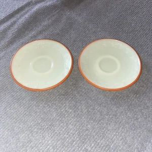 Child's 4.5" SAUCER McKee Glass 1930's Laurel French Ivory Orange Rim L1 - Picture 1 of 6
