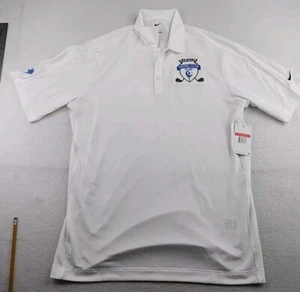 Nike Viking Club Golf Classic Logo Mens Large White Polo Shirt Nolan High Schoo - Picture 1 of 9