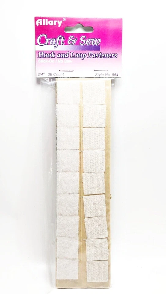 Allary Craft & Sew #854 Stick-On No Sew Hook & Loop Fasteners, 3/4", 36 Ct Wht - Image 1 of 1