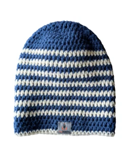 Handgemachte myboshi Beanie "Wakayama" – Häkelmütze 56 cm Umfang, Blau-Weiß - Bild 1 von 1