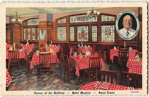 Hotel Mayfair, St Louis MO - Interior Hofbrau Restaurant - 1933 Linen Postcard - Picture 1 of 2