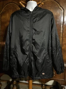 Dickies Men Zip Front Hooded Rain Jacket Large Black Polar Fleece Lined NWOT - Picture 1 of 18