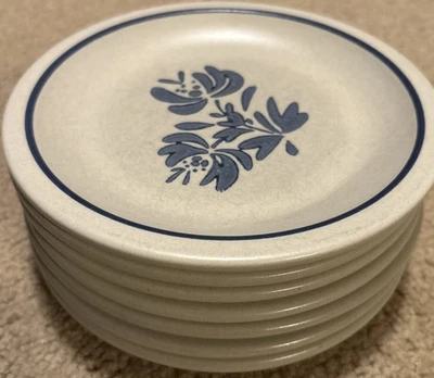 Pfaltzgraff Yorktowne Blue Rim 6 7/8" Vtg USA Made Bread Butter Plates (7) - Image 1 of 4