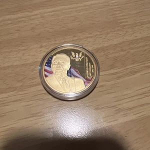 President Ronald Reagan Gold-plate Swarovski Commemorative Coin American Mint - Picture 1 of 2
