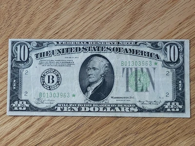 1934 $10 "STAR NOTE" NEW YORK DISTRICT B01303963* - Image 1 of 4