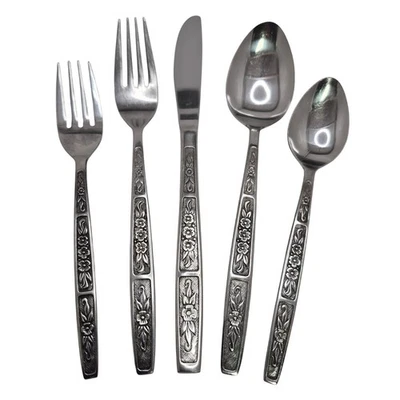 Imperial Stainless Japan 5-piece Flatware Set IMI57 Vintage Floral  - Image 1 of 4