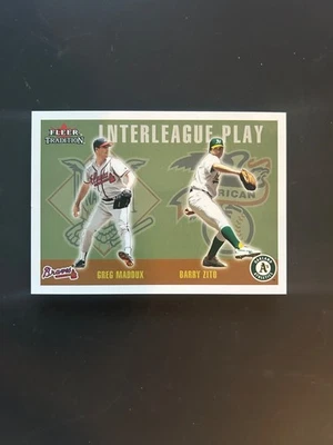 2003 fleer tradition glossy Greg Maddux, Zito interleague /100 rm - Image 1 of 2