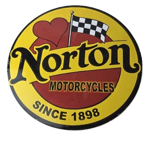 Vintage Norton Motorcycles Sign - Porcelain Automobiles Mechanic Gas Pump Sign - Picture 1 of 14