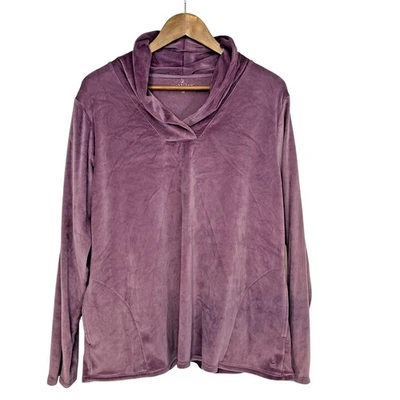 Cuddl Duds Peluche Terciopelo Rosa Pull-over Top 1X Suave Lujo Elastizado Acogedor Bolsillos Foto 1 de 4