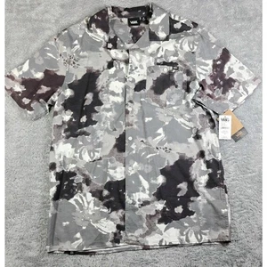 Vans Camo Gray Button Up Short Sleeve Shirt Man’s Size Medium M - Picture 1 of 6