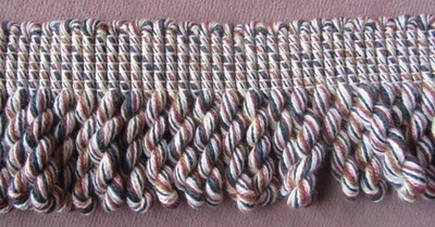 "Tapizado vintage lazo retorcido borde de flecos 2"" de ancho x 11 yardas perno multicolor Bomar" Foto 1 de 4