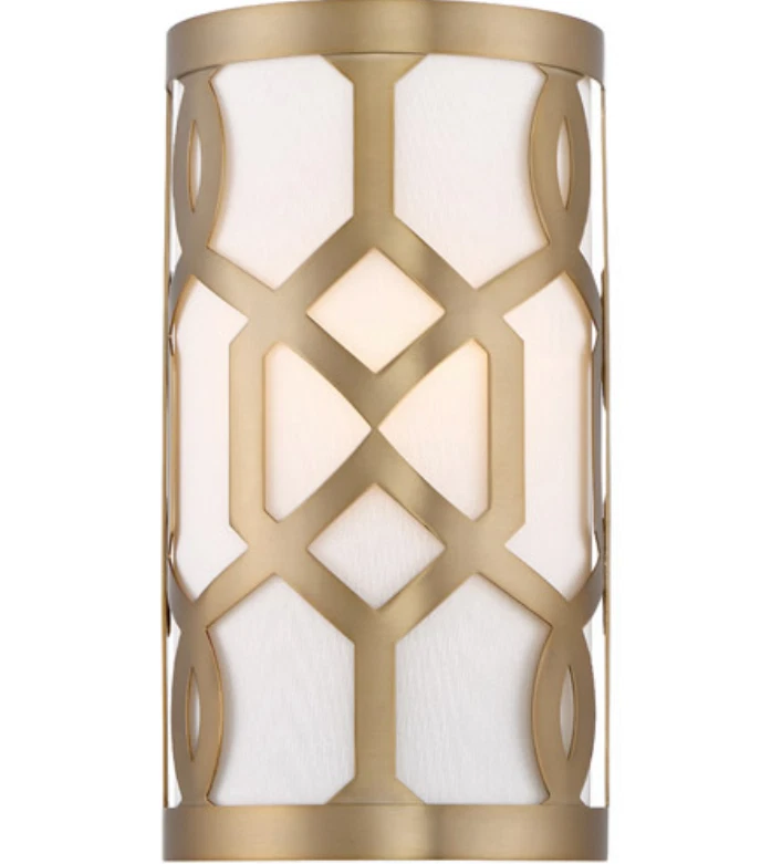 Aplique de pared Crystorama Lighting Jennings 12" luz única sombra de seda latón envejecido Foto 1 de 1