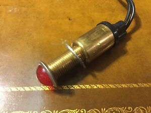 OLD WOOD BOAT DASH INSTRUMENT PANEL RED BRASS INDICATOR LIGHT LAMP RAT ROD LQQK