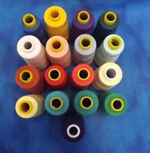 Lot of 17 RSC spun polyester mix color 3000 yard cones 50/2 sewing thread - Picture 1 of 12
