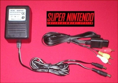 Power Cord AC Adapter Power Supply & AV Cable for the Super Nintendo SNES System - Image 1 of 2