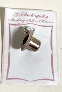 NOC NWT Vintage 3D Sterling Silver Top Hat Pendant Charm - Picture 1 of 9