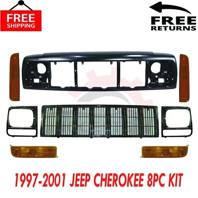 Front Grille Headlight Door Park Corner Lights For 97-01 Cherokee Header Panel - Image 1 of 4