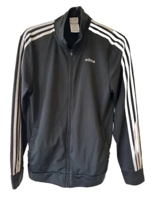 Adidas Track Jacket Full Zip 3 Stripe Black Athletic Coat Big Boy 18/20 - Picture 1 of 7