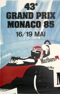 MONACO GRAND PRIX 1985 VINTAGE FRENCH RACE POSTER ON LINEN EXCELLENT - Picture 1 of 1