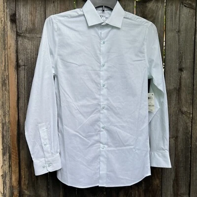 Bar III Mens Small S Dress Shirt Slim Fit Stretch 14 - 14.5 Lite Blue Button - Image 1 of 4