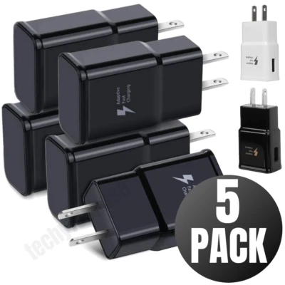 5 Pack Adaptive Fast Charging USB Wall Charger Adapter For Samsung Galaxy S10 S9 Foto 1 de 4