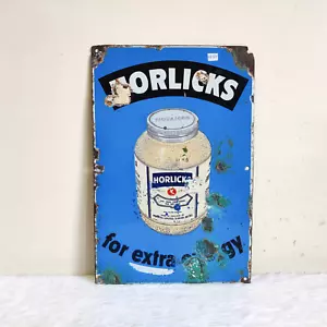 1930s Vintage Horlicks Food Drink Advertising Enamel Sign Board England EB637 - Picture 1 of 6