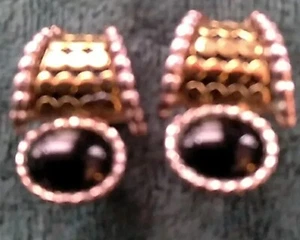 Premiere Design Clip On Earrings Gold An Black Onyx 1" - Picture 1 of 6