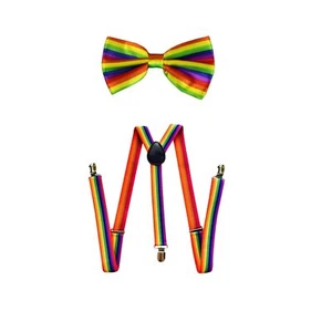 Suspenders Straps Rainbow Bow Tie Set Adjustable Elastic Y Suspenders Bowtie ... - Picture 1 of 7